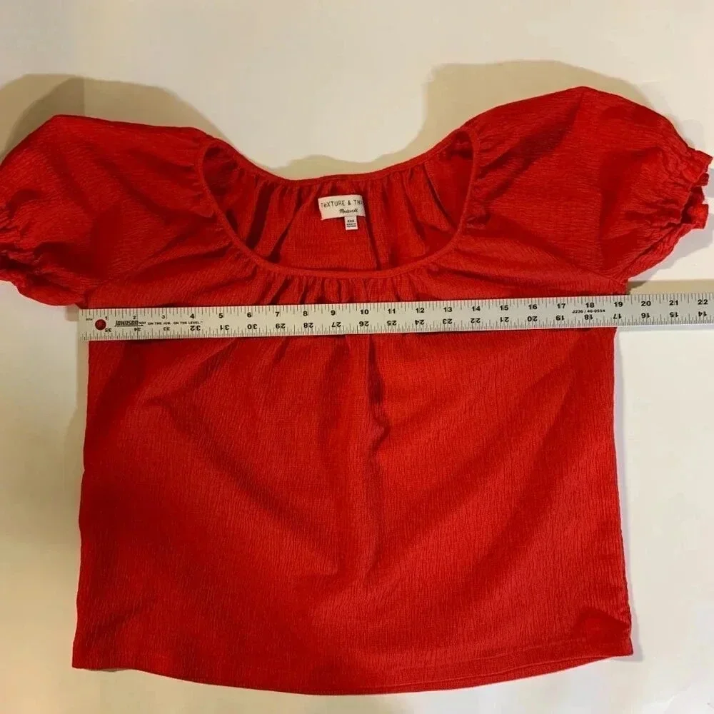 Madewell‎ Texture & Thread Women's Peasant L2939 Top Puff Sleeve Shirt Size XXS